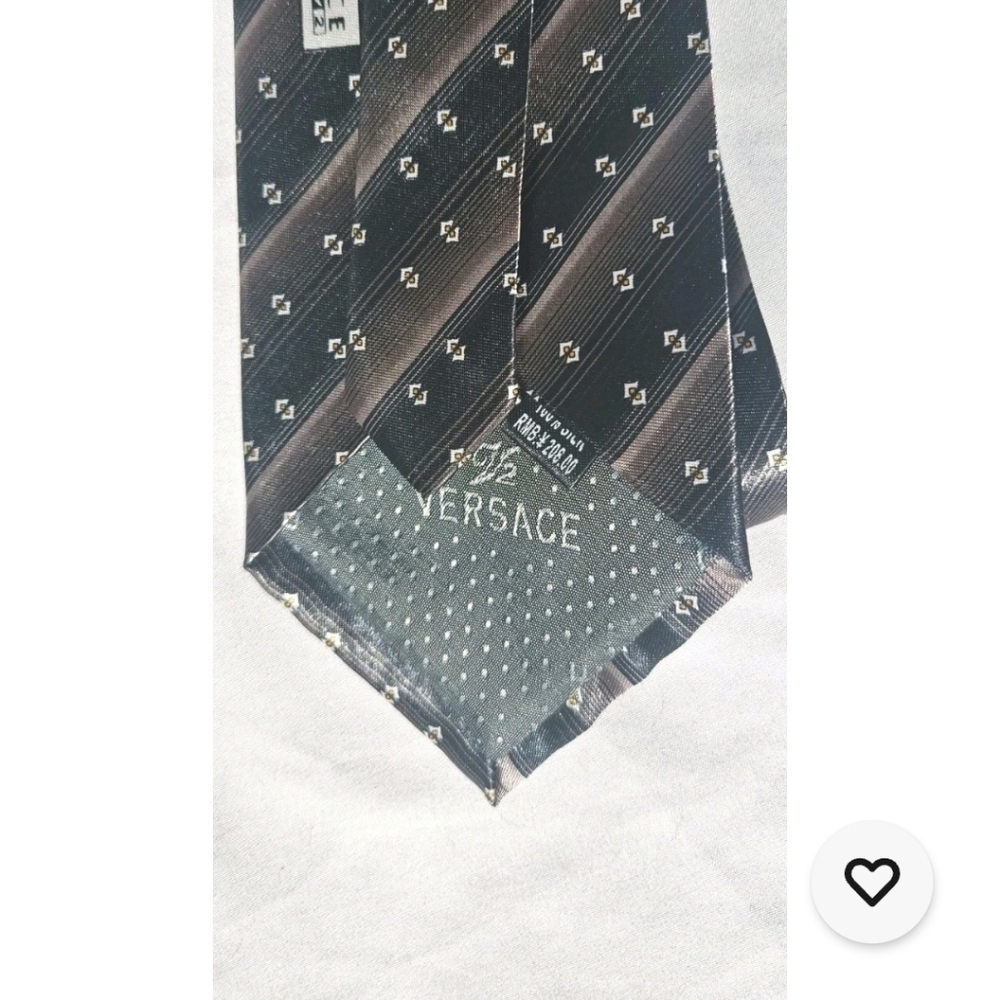 New Versace 100% Silk Men's Tie Made In Italy Rich Brown Pattern - Picture 6 of 6